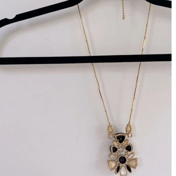 Kate Spade black cream Twinkle Lights long Statement Pendant Necklace nwot - Picture 7 of 9